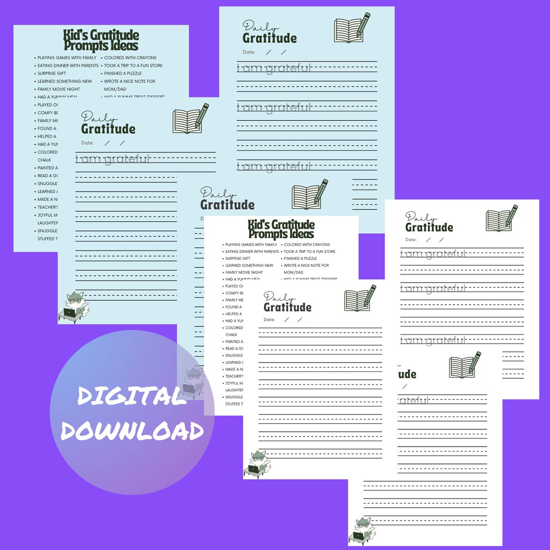 Kids Daily Gratitude Journal Pages Bundle | Worksheets for Kids ...