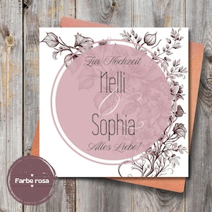 personalisierbare Karte zur Hochzeit, Ornament, Glückwunschkarte, Karte, Klappkarte, Karte 15x15, Karte quadratisch, Hochzeit, Trauung