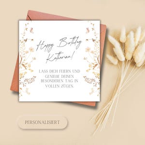 personalisierbare Karte zum Geburtstag seitlich, Glückwunschkarte, Karte, Klappkarte, Karte 15x15, quadratische Karte, Geburtstagsgeschenk