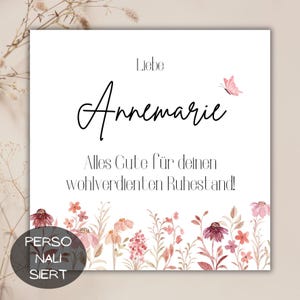personalisierbare Karte zur Rente, Annemarie, Abschied, Ruhestand, personalisiert, Glückwunschkarte, Klappkarte, quadratische Karte