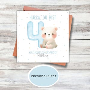 personalisierbare Karte zum Geburtstag blau, Glückwunschkarte, Karte, Klappkarte, Karte 15x15, quadratische Karte, Kindergeburtstag