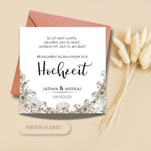 personalisierbare Karte zur Hochzeit blumenrand, Glückwunschkarte, Karte, Klappkarte, Karte zur Hochzeit, Hochzeit, Trauung, Vermählung