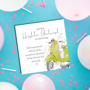 personalisierte Karte zum Geburtstag, Roller, Teenager, personalisiert, Geburtstag, Klappkarte, quadratische Karte