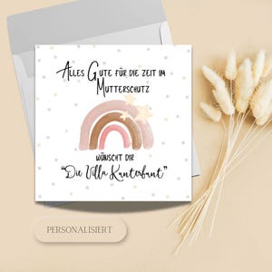 personalisierbare Karte zum Mutterschutz Bogen, Elternzeit, Mutterschutz, personalisiert, Glückwunschkarte, Klappkarte, quadratische Karte