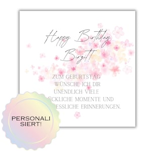 personalisierbare Karte zum Geburtstag wind, Glückwunschkarte, Karte, Klappkarte, Karte 15x15, quadratische Karte, Geburtstagsgeschenk
