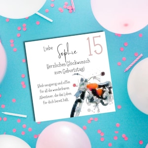 personalisierte Karte zum Geburtstag, Moped, Teenager, personalisiert, Geburtstag, Klappkarte, quadratische Karte