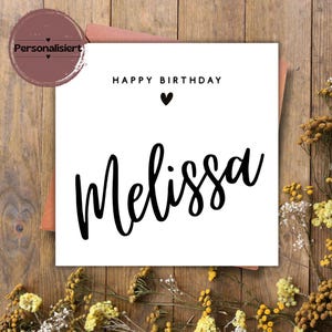 personalisierbare Karte zum Geburtstag, Melissa, Geburtstagskarte, Karte, Klappkarte, Happy Birthday, Karte quadratisch, Geburtstag