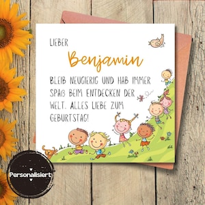 personalisierte Karte zum Geburtstag, Berg, Kindergeburtstag, personalisiert, Geburtstag, Klappkarte, quadratische Karte