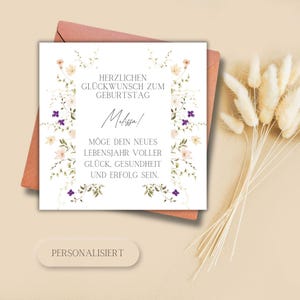 personalisierbare Karte zum Geburtstag gerahmt, Glückwunschkarte, Karte, Klappkarte, Karte 15x15, quadratische Karte, Geburtstagsgeschenk