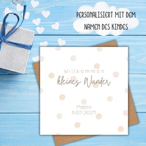 personalisierbare Karte zur Geburt, Pünktchen, Glückwunschkarte, Karte, quadratische Karte, Karte zur Geburt, Baby, Geschenk zur Geburt