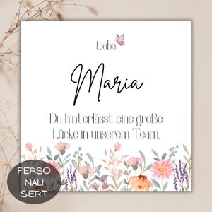 personalisierbare Karte zur Rente, Maria, Abschied, Ruhestand, personalisiert, Glückwunschkarte, Klappkarte, quadratische Karte