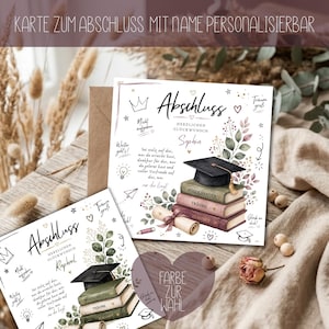 Personalisierbare Abschlusskarte • Klappkarte 15x15 cm mit Name • Schulabschluss / Abitur / Abschlussfeier • Modern & elegant
