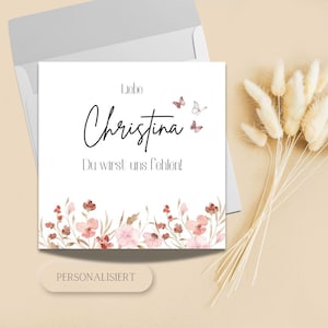 personalisierbare Karte zum Abschied Christina, Ruhestand, Rente, personalisiert, Glückwunschkarte, Klappkarte, quadratische Karte