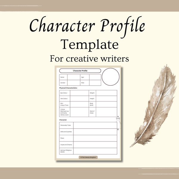 Character Profile Worksheets, templates for writers