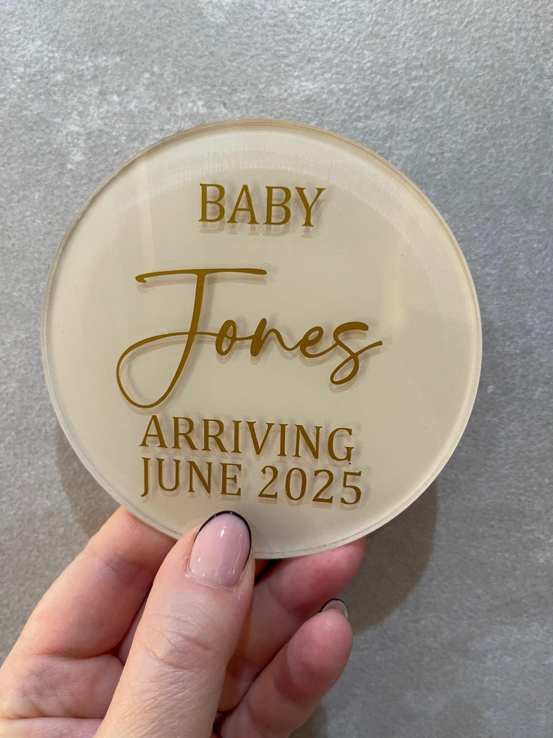 Name Plaque Disk Acrylic Personalised New Baby Announcement Sign New ...