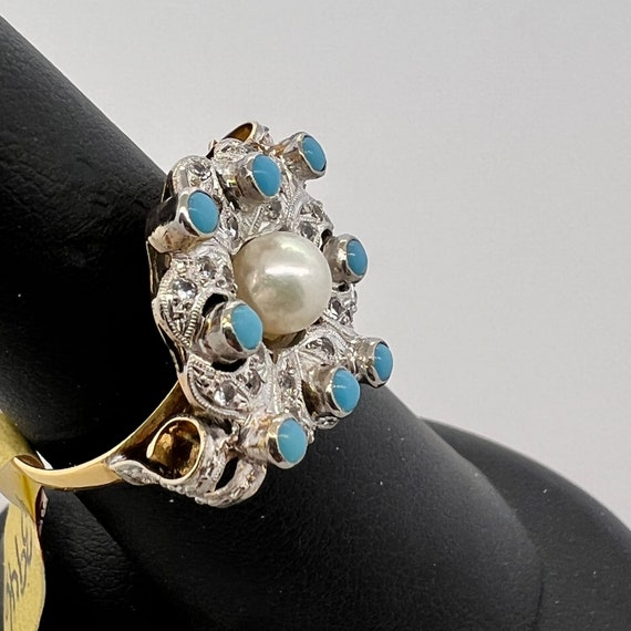 Vintage 18k White Gold & Yellow Gold Ring With Tu… - image 3