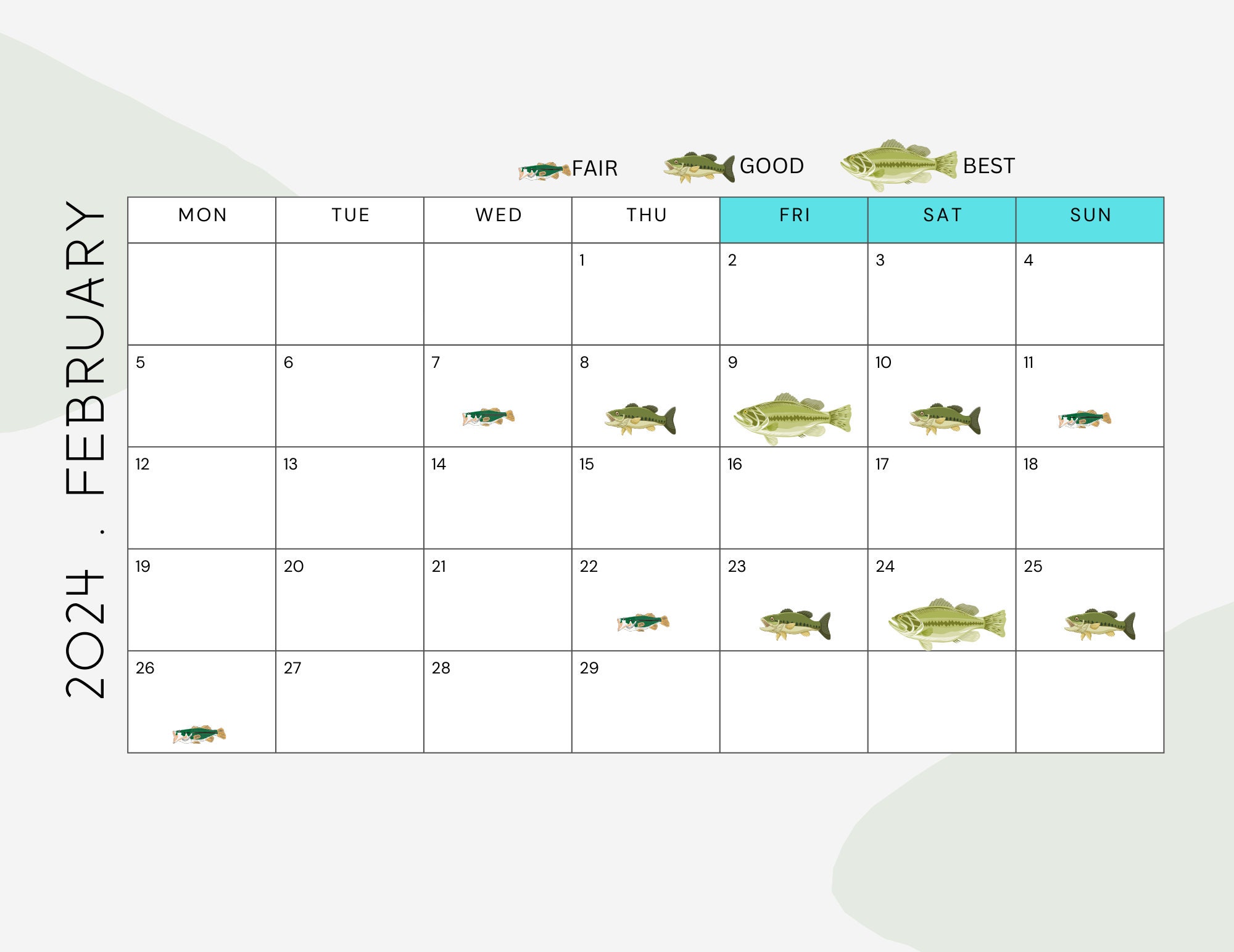 Best Fishing Days 2024 Calendar 