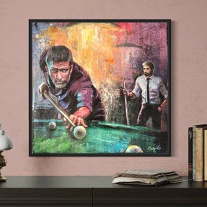 Billiard Painting, Wall Decor for Billiard Room