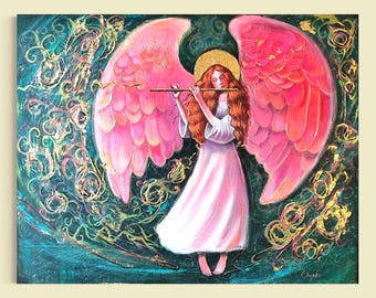 Angel Music. Painting, available (39x31" or 100x80 cm), handmade acrylic painting on canvas.