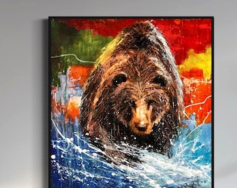 Beer schilderij: modern expressionisme acryl muurdecoratie