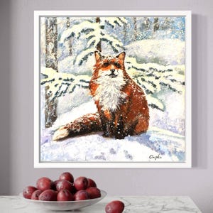 Fox Wall Decor Canvas Painting Handmade