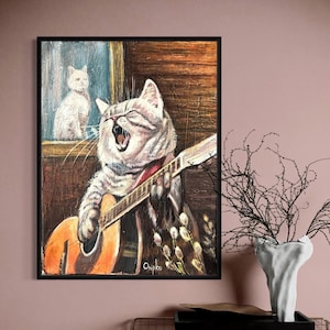 Cat serenade  Hand Painted on Canvas,Wall art with cats