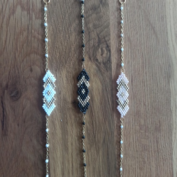 Bracelet perles miyuki tissées forme géométrique