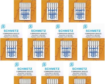 50 Schmetz Embroidery Sewing Machine Needles - Size 90/14 - Box of 10 Cards