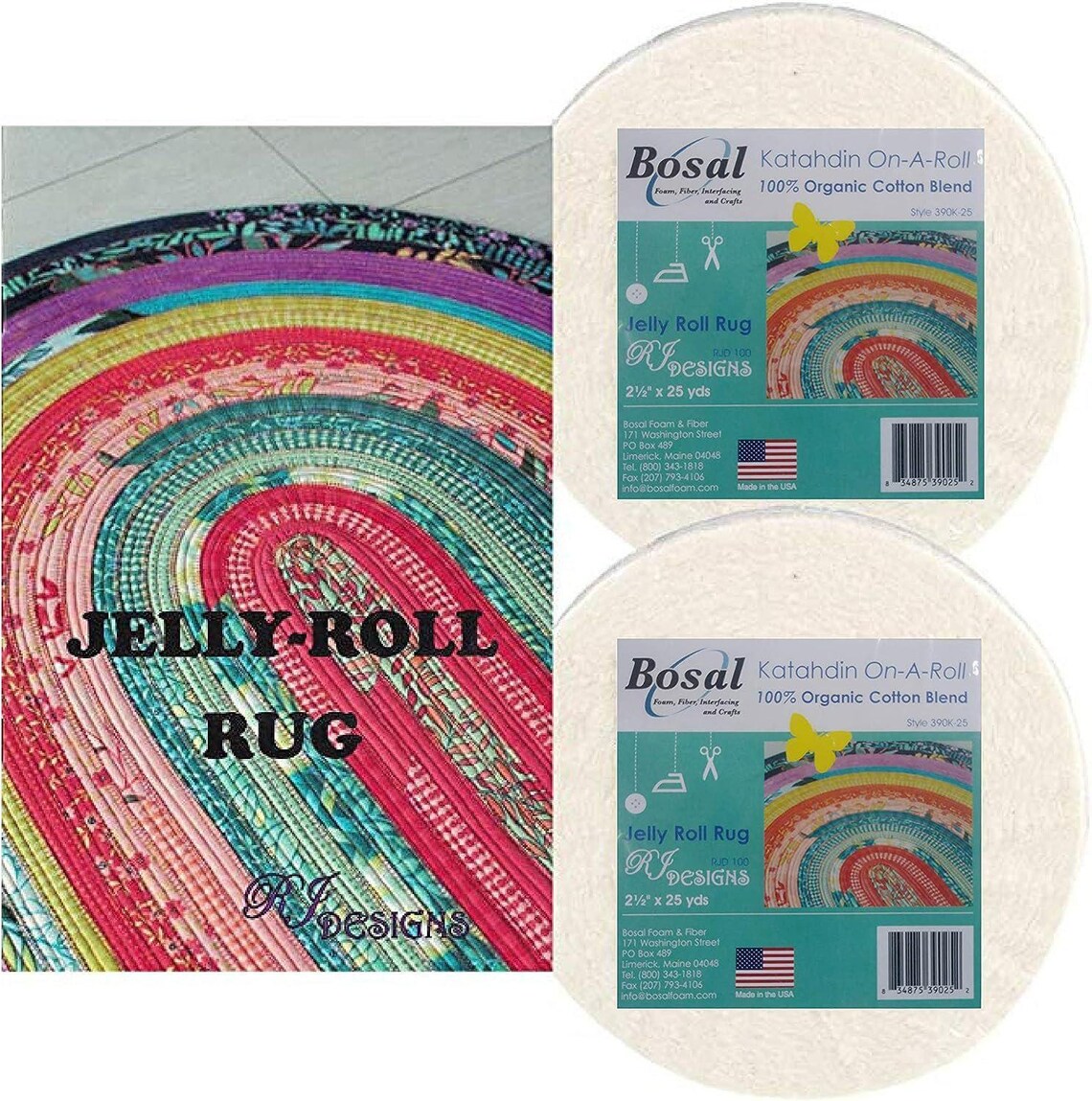 Small Rugs Roll Jelly Roll Rug Kit Bundle, Including Pattern and Two (2) Rolls of Bosal ...