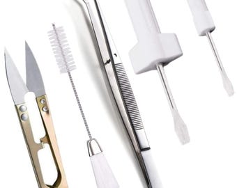 Sewing Machine Overlock & Serger Thread Service Kit - tweezer Screwdrivers and Thread Cutter 5 Piece Set