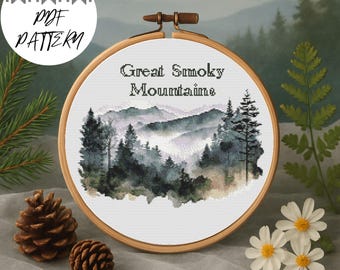 Great Smoky Mountains Cross Stitch Pattern – Nature Embroidery (PDF Download)