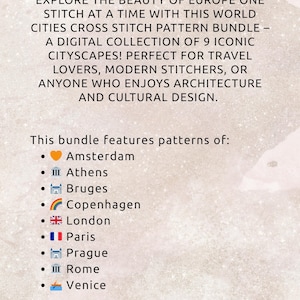 Europe Cityscapes Cross Stitch Pattern Bundle: 9 Travel Embroidery Designs (PDF Download image 6