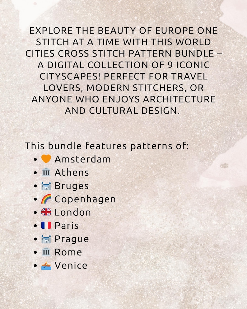 Europe Cityscapes Cross Stitch Pattern Bundle: 9 Travel Embroidery Designs (PDF Download image 6