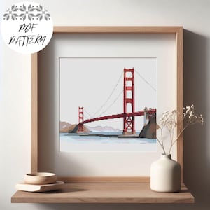 Golden Gate Bridge Cross Stitch Pattern: San Francisco Travel Decor (PDF Pattern)