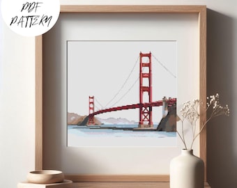 Golden Gate Bridge Cross Stitch Pattern: San Francisco Travel Decor (PDF Pattern)