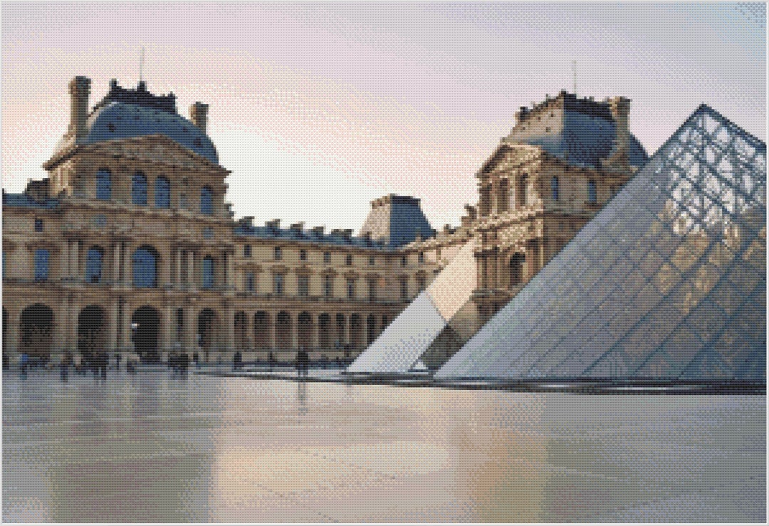 Louvre Blocks Pattern Louvre Museum Cross Stitch Pattern: Paris France DIY Needlework (PDF ...