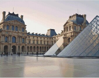 Louvre Museum Cross Stitch Pattern: Paris France DIY Needlework (PDF Pattern)