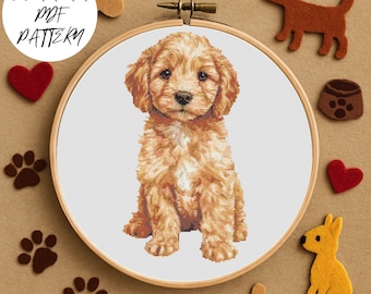 Goldendoodle Puppy Cross Stitch Pattern: Kids Embroidery DIY (PDF Pattern)