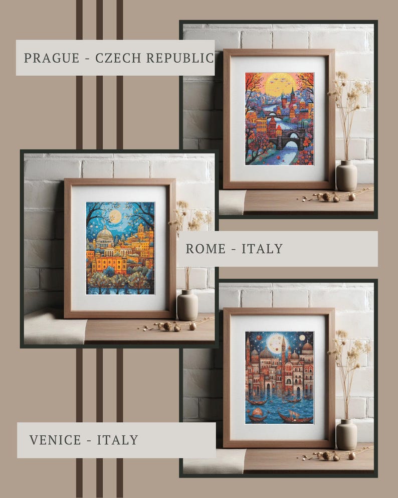 Europe Cityscapes Cross Stitch Pattern Bundle: 9 Travel Embroidery Designs (PDF Download image 5