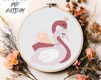 Lovely Swans - Valentine's Day Cross Stitch Pattern, PDF Pattern, Valentine's Day Embroidery, DIY, Gift, Love Embroidery Decor