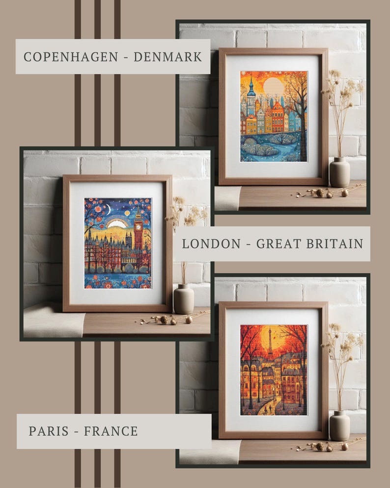 Europe Cityscapes Cross Stitch Pattern Bundle: 9 Travel Embroidery Designs (PDF Download image 4