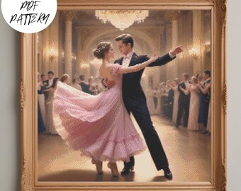 Waltz Dance Cross Stitch Pattern, Elegant Couple (PDF Pattern)