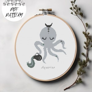 Zodiac Aquarius - Baby Collection, Cross Stitch Pattern, PDF Pattern, Zodiac Embroidery, DIY, Gift, Kids Embroidery Decor