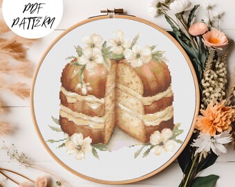 イースターケーキ - イースタークロスステッチパターン、PDFパターン、イースター刺繍、DIY、ケーキ刺繍装飾