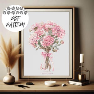 Patrón de punto de cruz (PDF) para la flor de nacimiento del crisantemo de noviembre: diseño de bordado floral, descarga digital botánica, regalo de aro