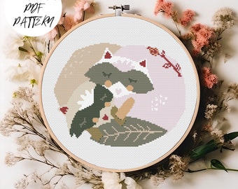 Valentine's Raccoons - Valentine's Day Cross Stitch Pattern, PDF Pattern, Valentine's Day Embroidery, DIY, Love Embroidery Decor