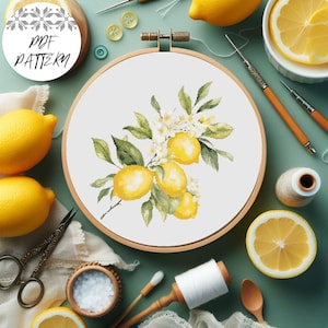 Lemons Cross Stitch Pattern, PDF Pattern, Fruit Embroidery, DIY, Gift, Embroidery Decor, Pattern Keeper compatible