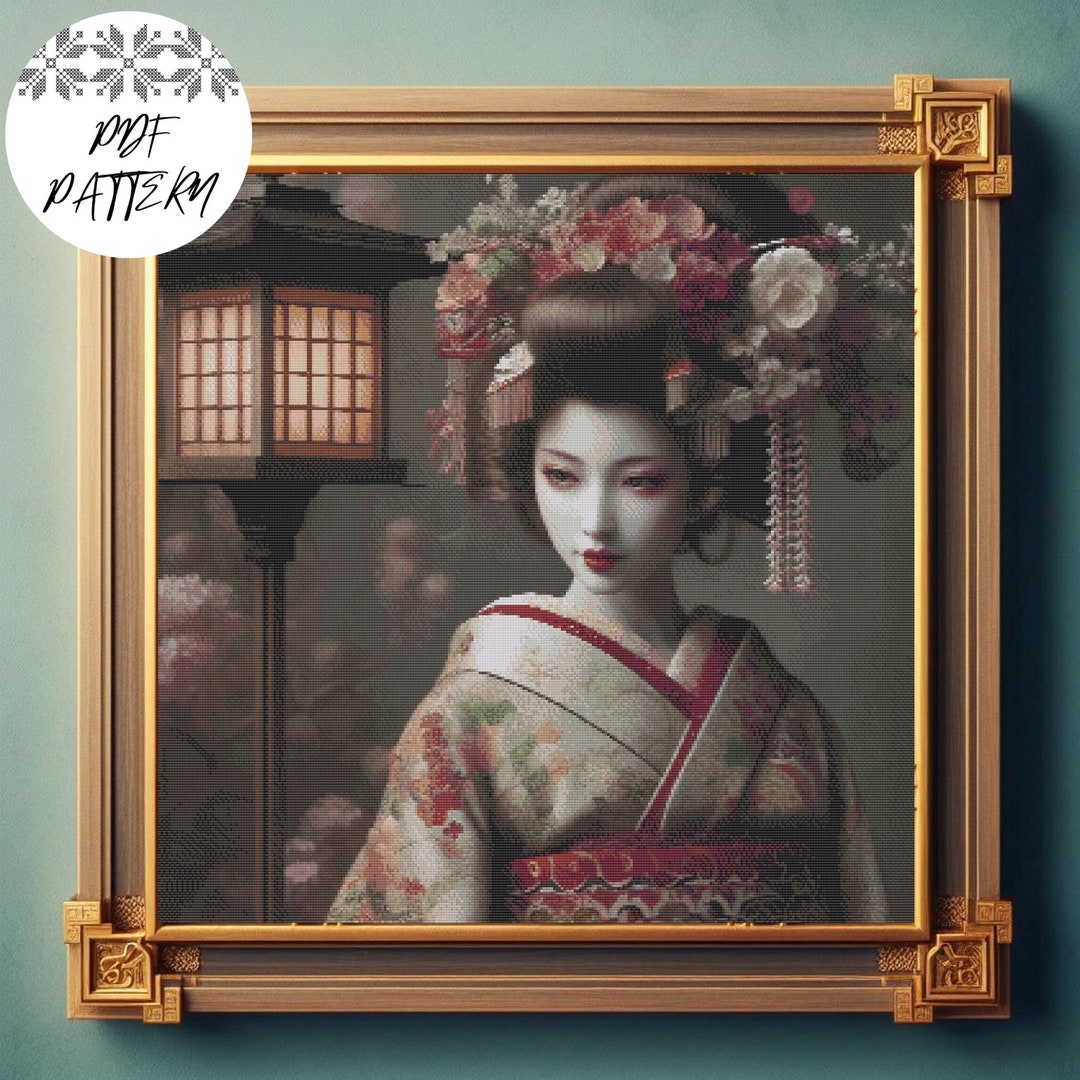 Japanese Geisha Cross Stitch Pattern, PDF Pattern, Embroidery, DIY ...