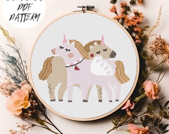 Valentine's Unicorns - Valentine's Day Cross Stitch Pattern, PDF Pattern, Valentine's Day Embroidery, DIY, Love Embroidery Decor