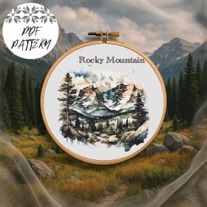 Rocky Mountain National Park Cross Stitch Pattern PDF – Stitch the Parks Series, Alpine Embroidery Design, Digital Nature Gift Download
